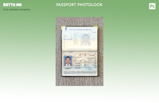 Шаблон за изглед на фотографија од пасош на Кувајт во модерен стил